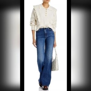 Derek Lam 10 Crosby Noelia Collared Ruffle Pullover Sweater in Ivory. Sz Md.
